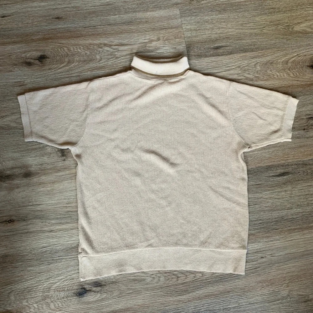Vintage 1960s Buffums California Short Sleeve Knit Turtleneck Sweater Beige - 11